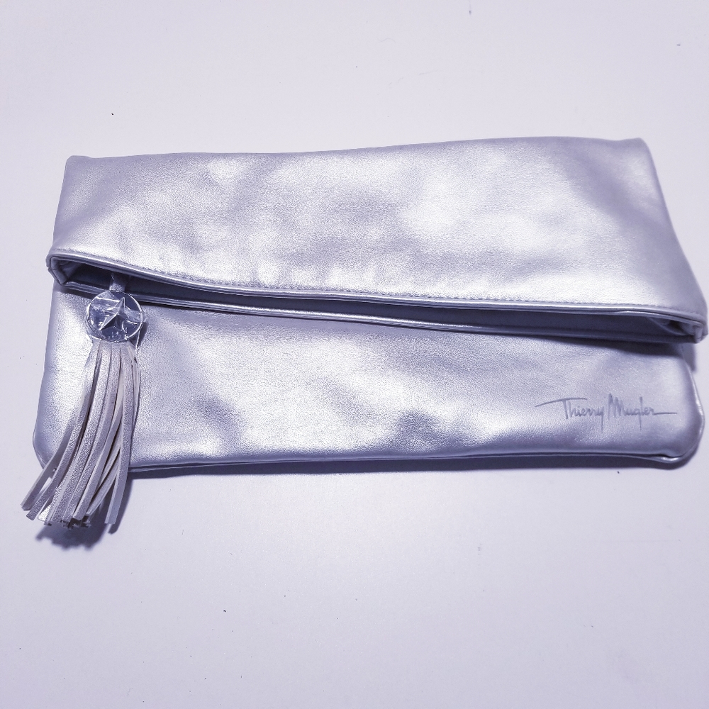 Thierry Mugler Silver Fold Clutch Purse